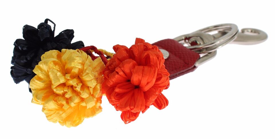 Dolce & Gabbana Multicolor Sicily Raffia Leather Keychain Dolce & Gabbana