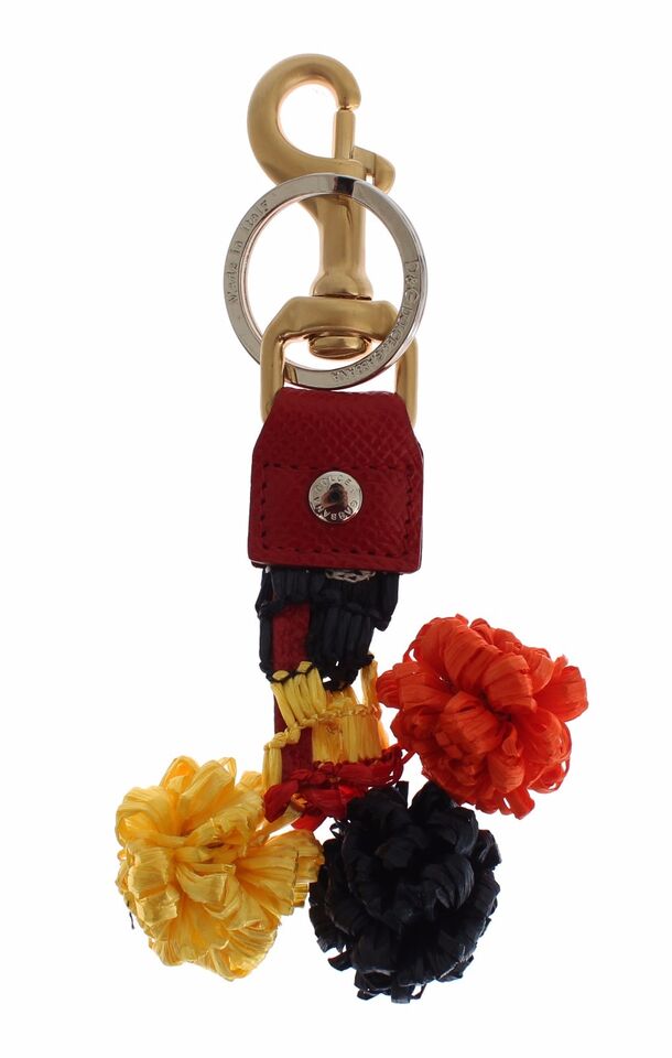 Dolce & Gabbana Chic Multicolor Raffia Leather Keychain Dolce & Gabbana