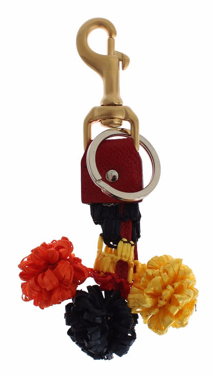 Dolce & Gabbana Chic Multicolor Raffia Leather Keychain Dolce & Gabbana