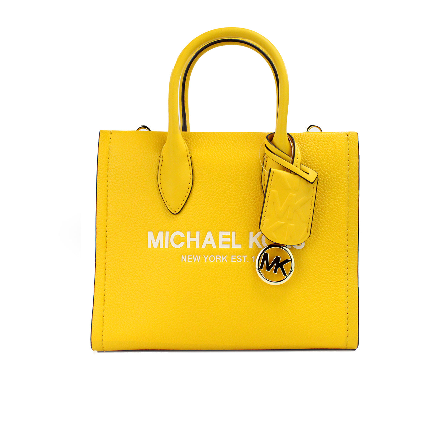 Michael Kors Mirella Small Jasmine Yellow Leather Top Zip Shopper Tote Bag Michael Kors