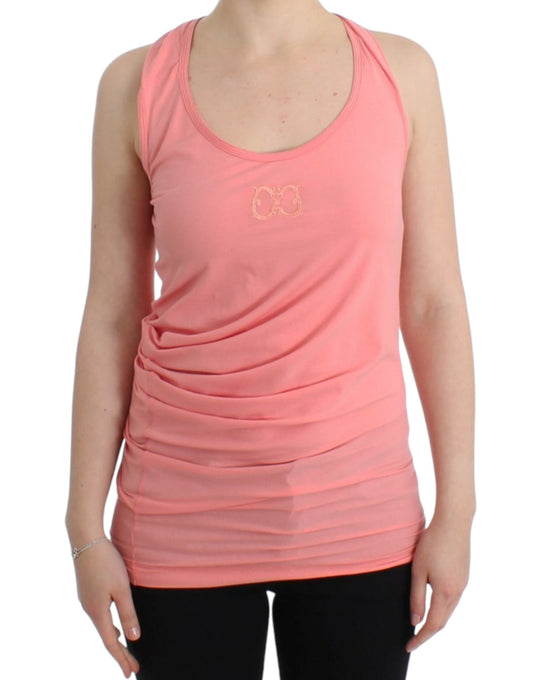 Cavalli Chic Pink Cotton Blend Tank Top Cavalli