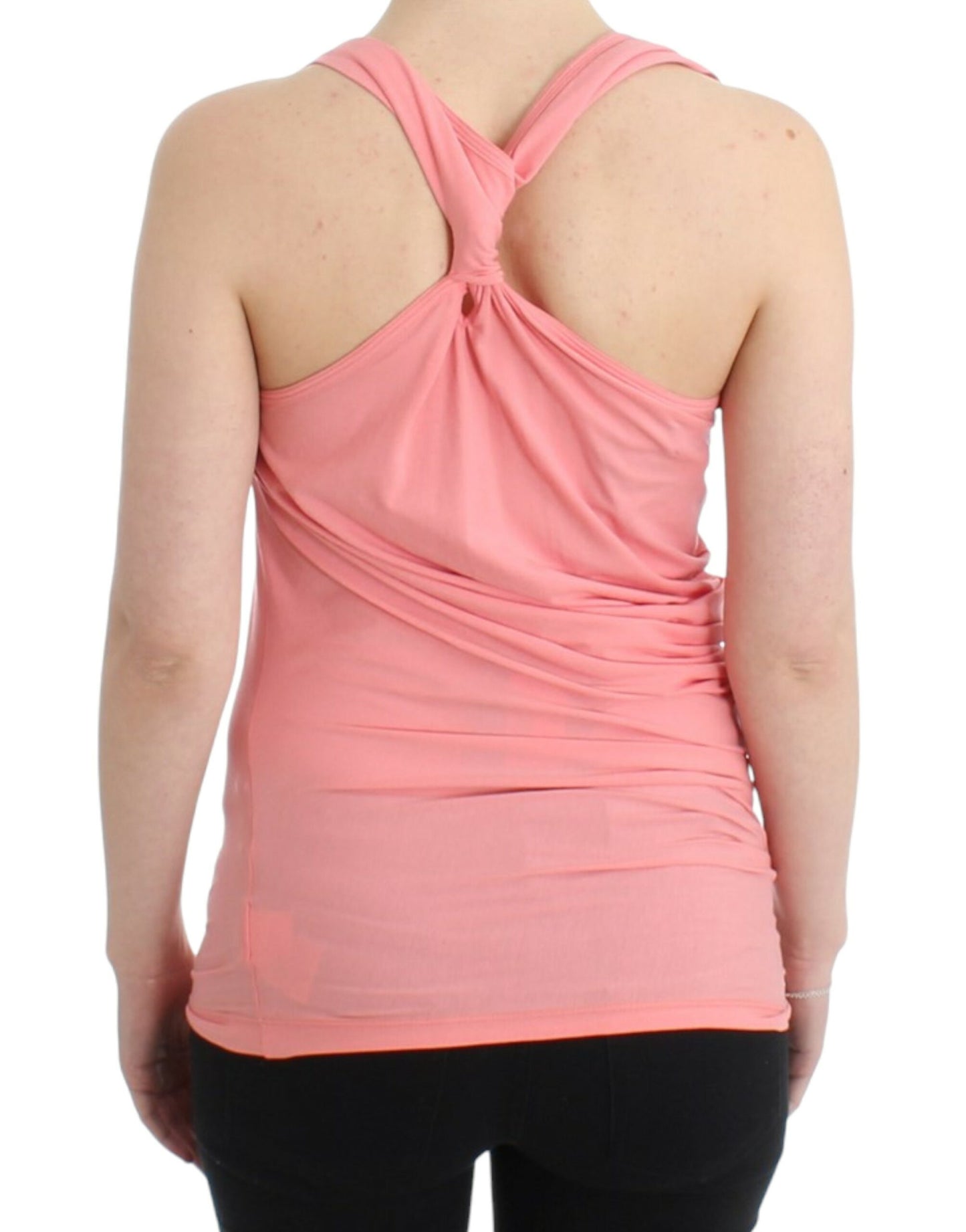 Cavalli Chic Pink Cotton Blend Tank Top Cavalli