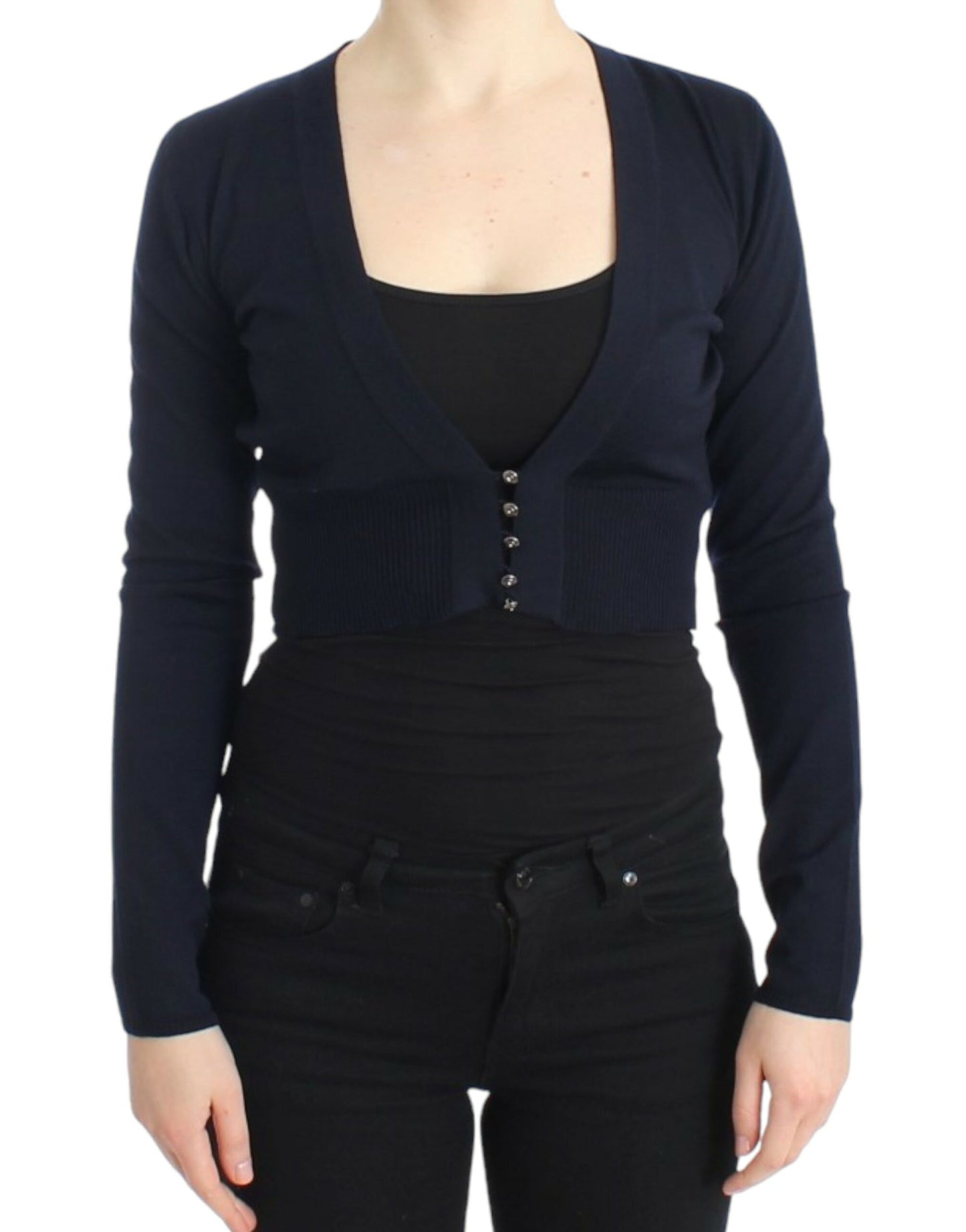 Cavalli Elegant Cropped Virgin Wool Cardigan Cavalli