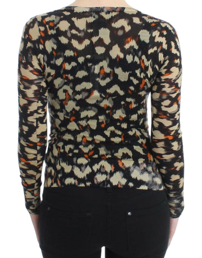 Cavalli Elegant Multicolor V-Neck Wool Jumper Cavalli