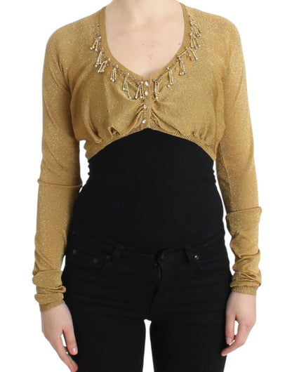 Cavalli Embellished Gold Shimmer Shrug Cavalli