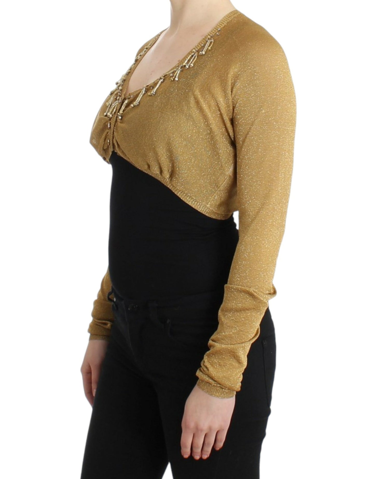 Cavalli Embellished Gold Shimmer Shrug Cavalli