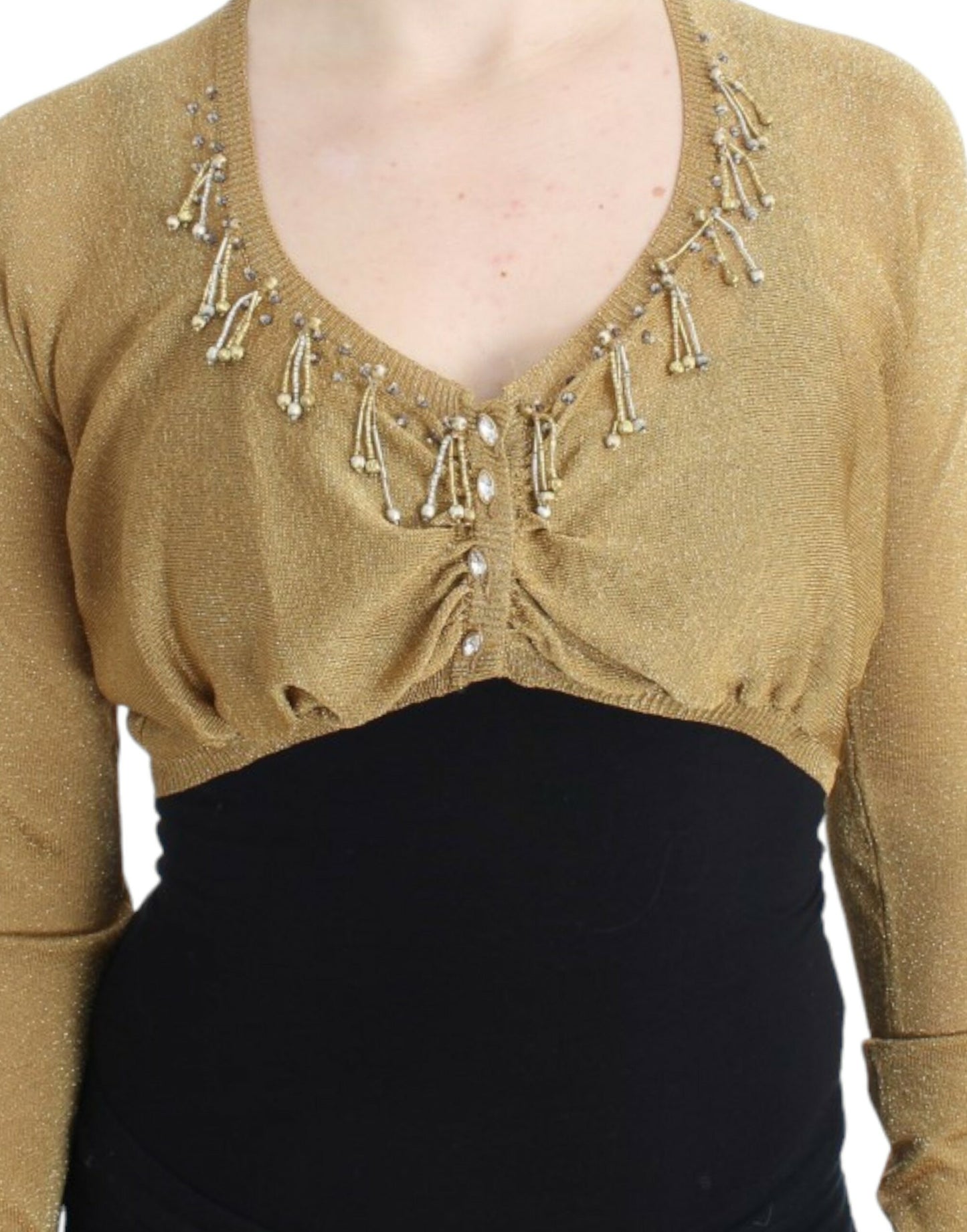 Cavalli Embellished Gold Shimmer Shrug Cavalli