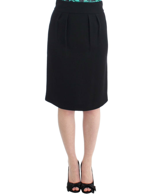 Cavalli Elegant Black Wool Pencil Skirt Cavalli