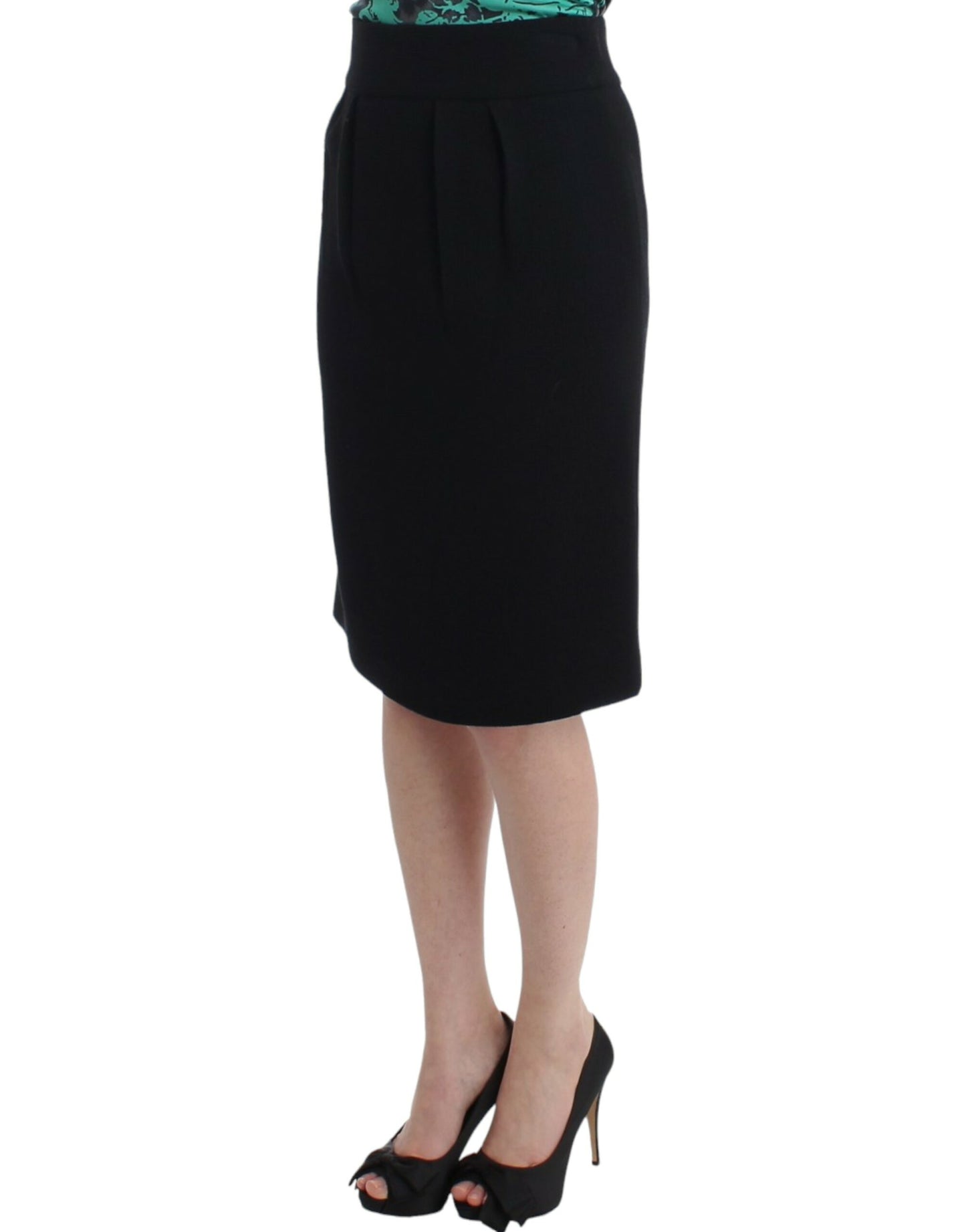 Cavalli Elegant Black Wool Pencil Skirt Cavalli