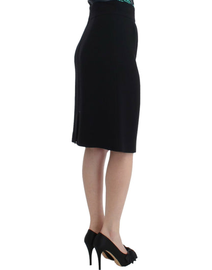 Cavalli Elegant Black Wool Pencil Skirt Cavalli