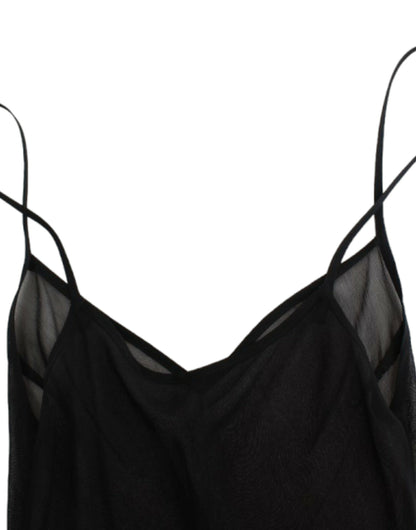 Cavalli Elegant Sheer Black Silk Blouson Dress Cavalli