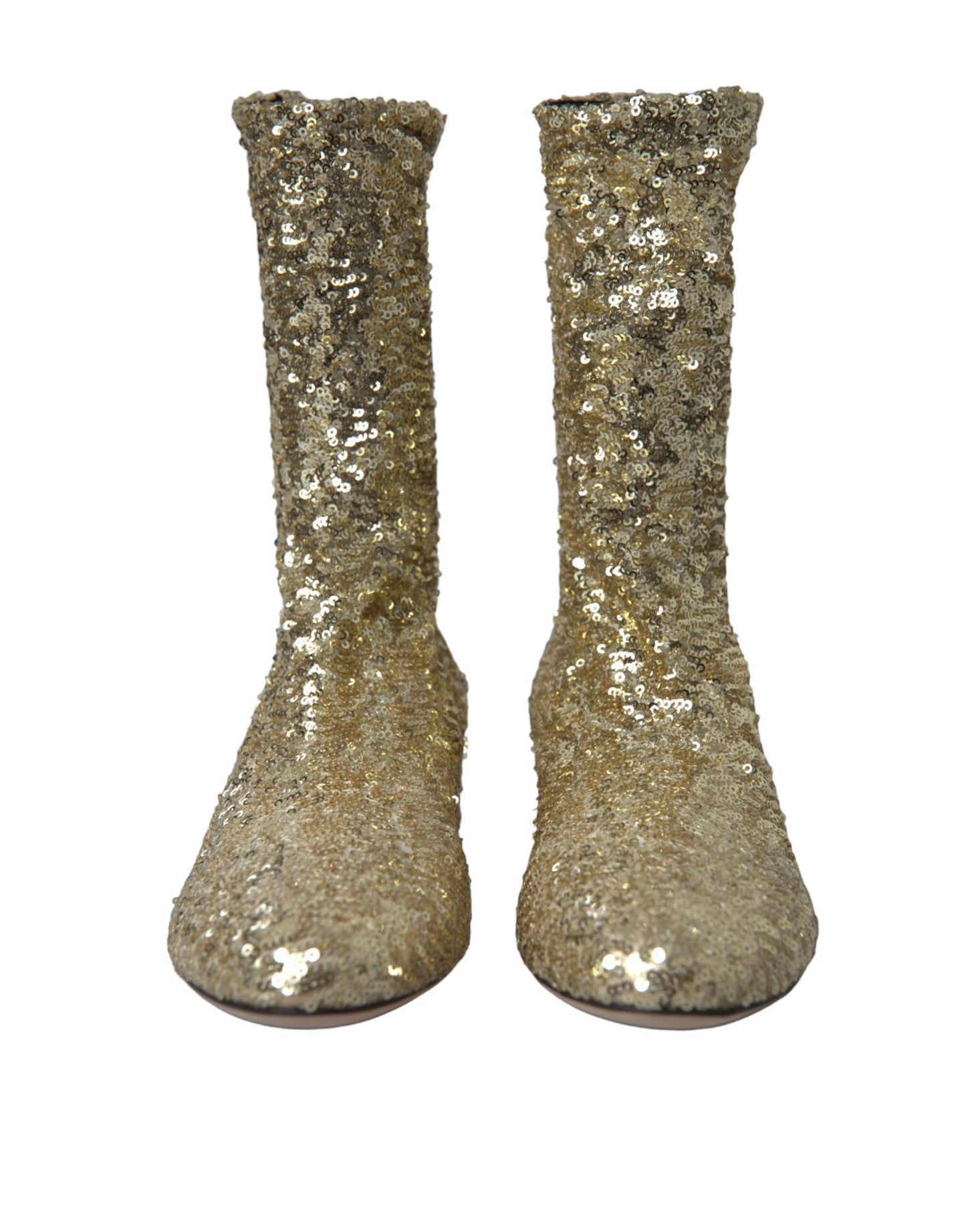 Dolce & Gabbana Elegant Mid Calf Gold Boots Exclusive Design Dolce & Gabbana