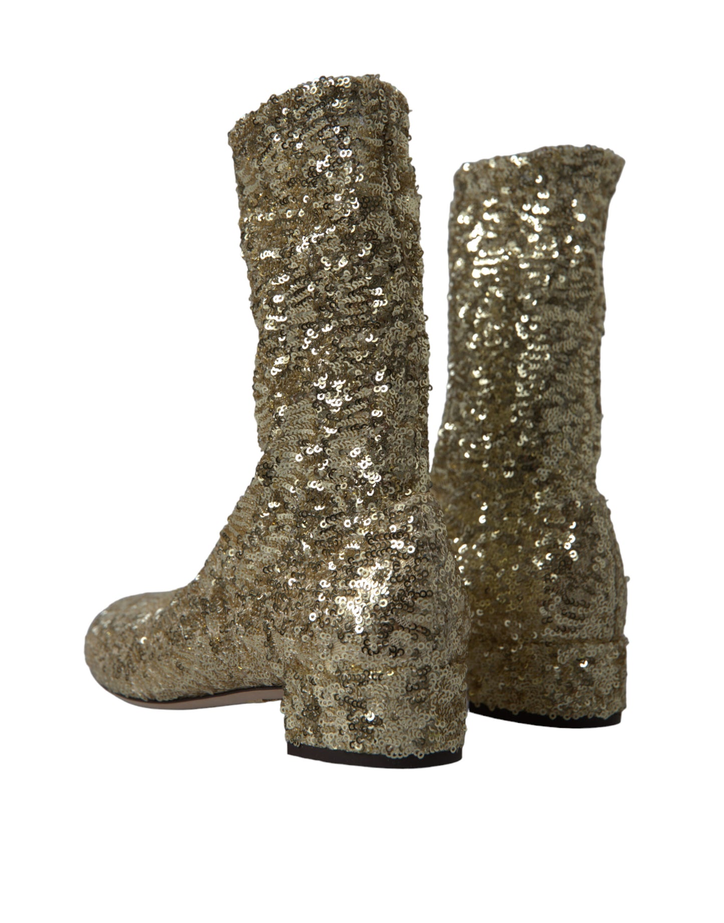 Dolce & Gabbana Elegant Mid Calf Gold Boots Exclusive Design Dolce & Gabbana