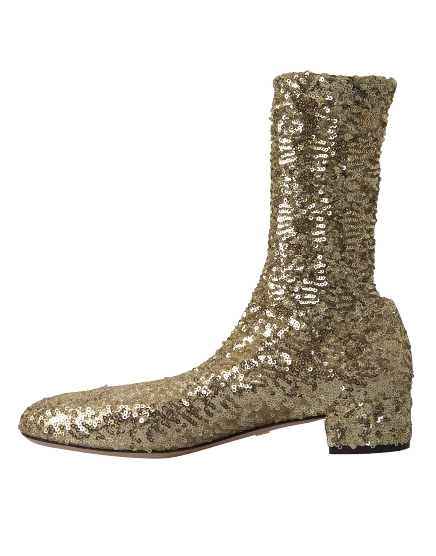 Dolce & Gabbana Elegant Mid Calf Gold Boots Exclusive Design Dolce & Gabbana