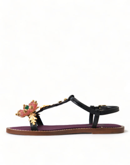 Dolce & Gabbana Elegant Crystal-Adorned Flat Sandals Dolce & Gabbana