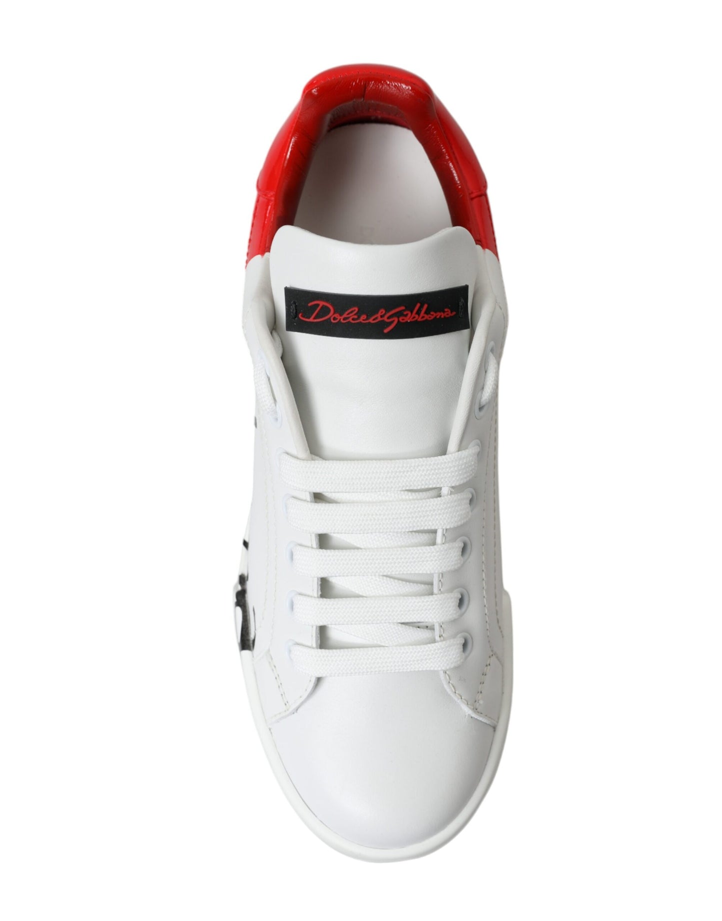 Dolce & Gabbana Elegant White Leather Portofino Sneakers Dolce & Gabbana