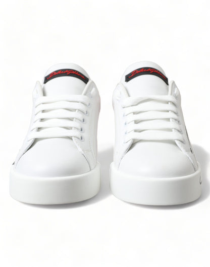 Dolce & Gabbana Elegant White Leather Portofino Sneakers Dolce & Gabbana