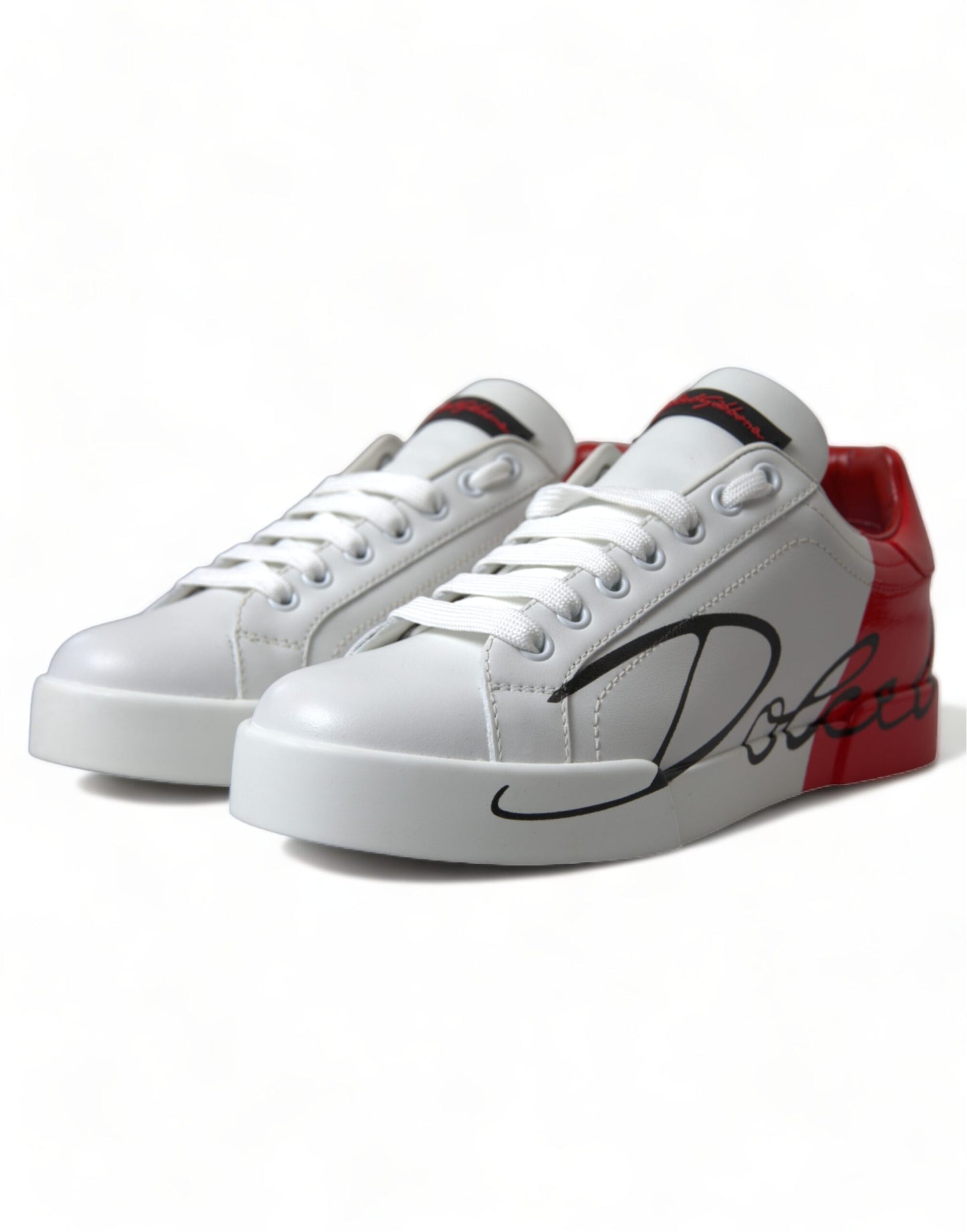 Dolce & Gabbana Elegant White Leather Portofino Sneakers Dolce & Gabbana