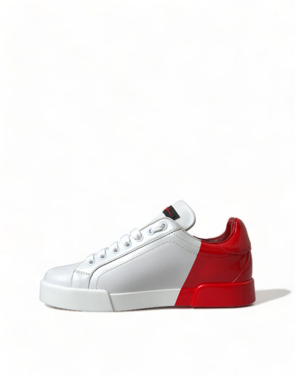 Dolce & Gabbana Elegant White Leather Portofino Sneakers Dolce & Gabbana