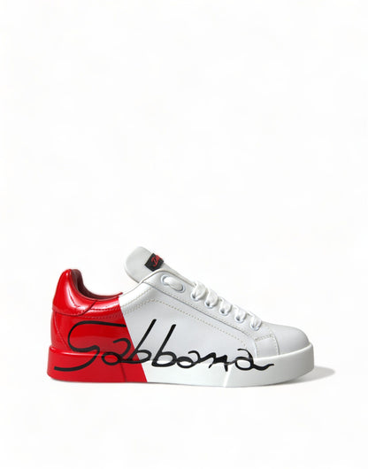 Dolce & Gabbana Elegant White Leather Portofino Sneakers Dolce & Gabbana