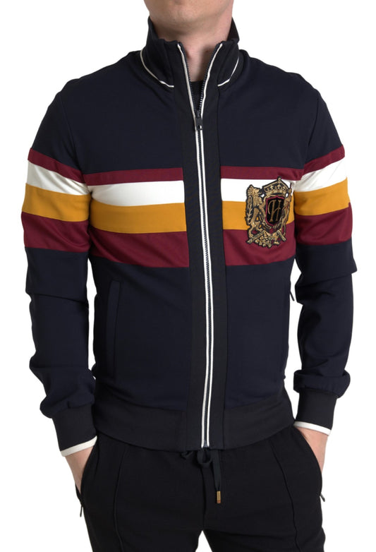 Dolce & Gabbana Elegant Blue Striped Zip Cardigan Sweater Dolce & Gabbana