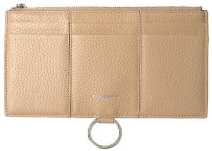 Dolce & Gabbana Elegant Beige Leather Wallet with Detachable Strap Dolce & Gabbana