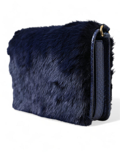 Dolce & Gabbana Exquisite Blue Mink Fur Shoulder Bag Dolce & Gabbana