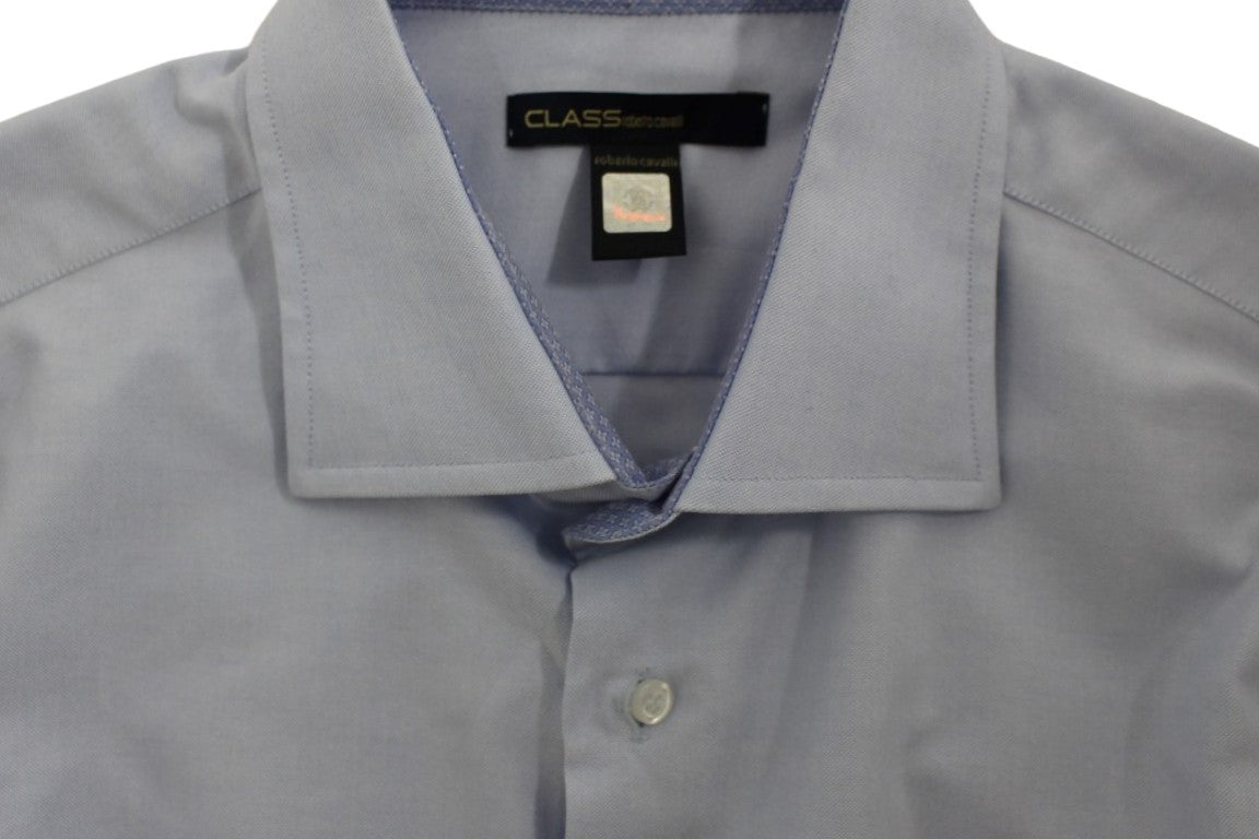 Cavalli Elegant Light Blue Italian Cotton Shirt Cavalli