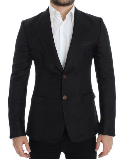 Dolce & Gabbana Elegant Black Silk Blend Two-Button Blazer Dolce & Gabbana