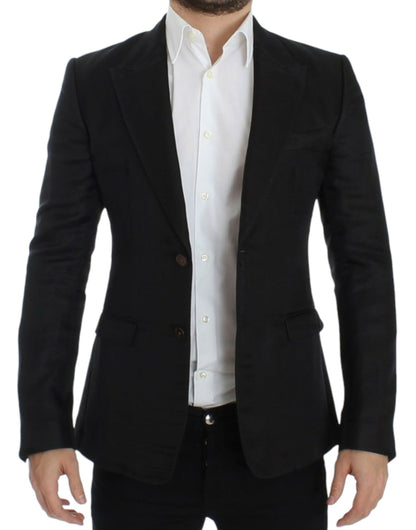 Dolce & Gabbana Elegant Black Silk Blend Two-Button Blazer Dolce & Gabbana