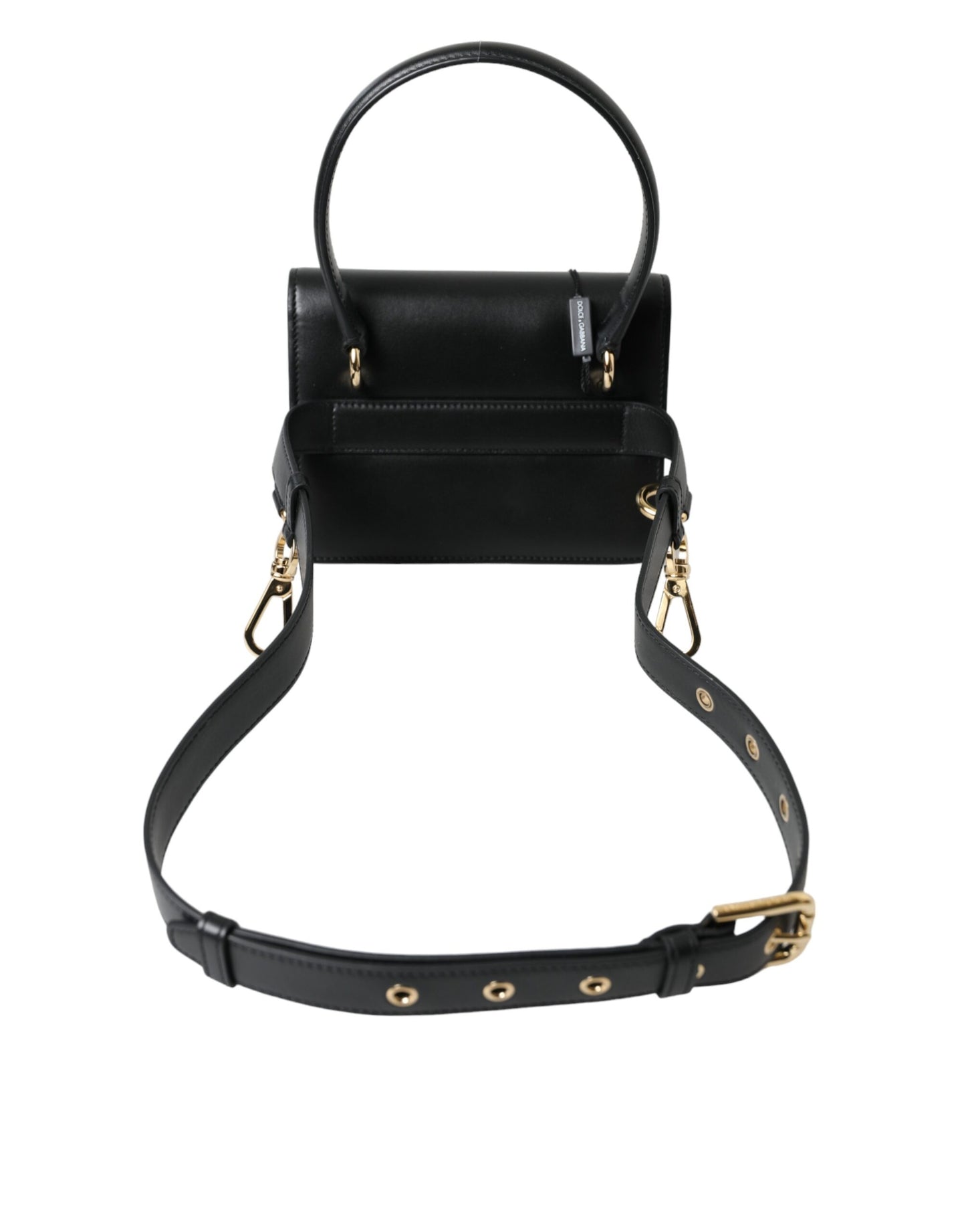 Dolce & Gabbana Elegant Black Leather Belt Bag with Gold Accents Dolce & Gabbana