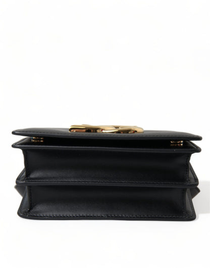 Dolce & Gabbana Elegant Black Leather Belt Bag with Gold Accents Dolce & Gabbana