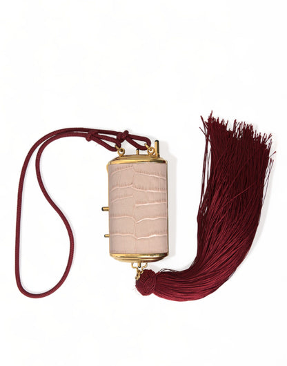 Dolce & Gabbana Exotic Pink Leather Mini Mirror Bag with Tassel Dolce & Gabbana