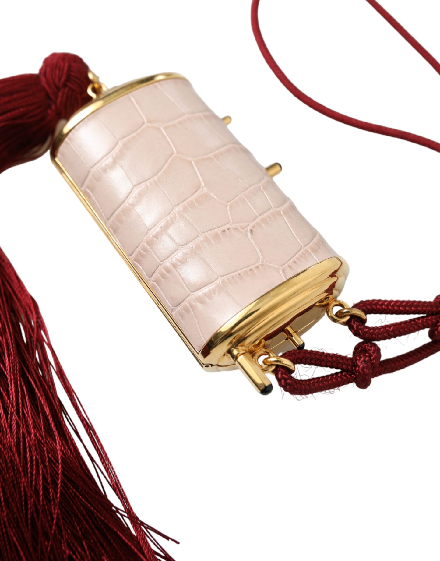 Dolce & Gabbana Exotic Pink Leather Mini Mirror Bag with Tassel Dolce & Gabbana