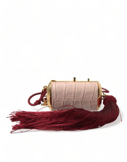 Dolce & Gabbana Exotic Pink Leather Mini Mirror Bag with Tassel Dolce & Gabbana