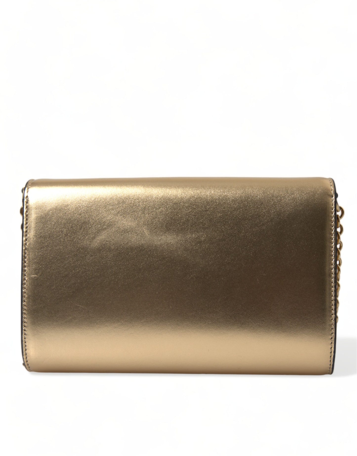 Dolce & Gabbana Elegant Metallic Gold Leather Crossbody Purse Dolce & Gabbana