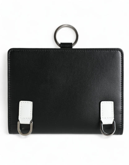 Dolce & Gabbana Elegant Black Leather Crystal Card Holder Wallet Dolce & Gabbana