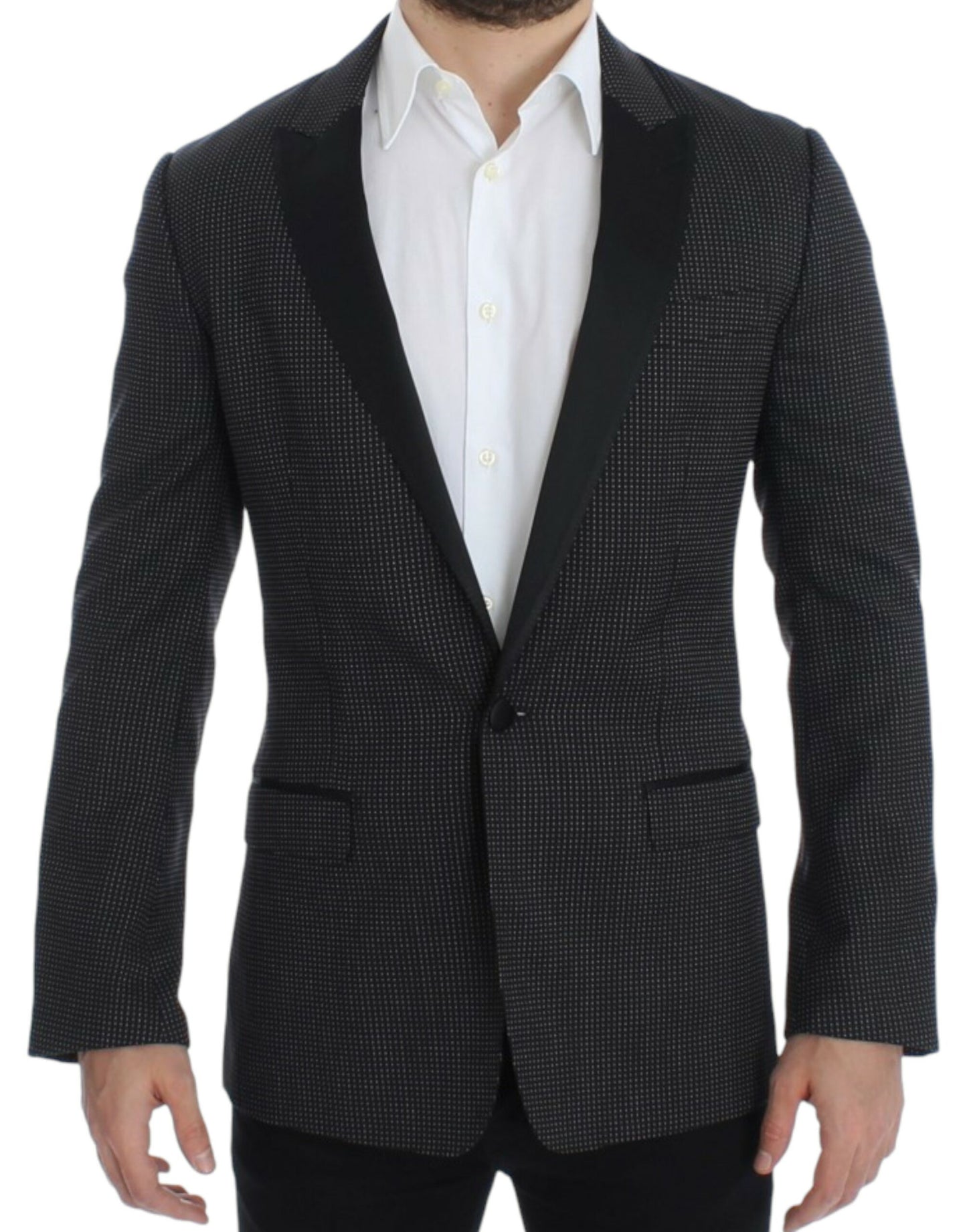 Dolce & Gabbana Elegant Black Polka Dotted Slim Fit Blazer Dolce & Gabbana