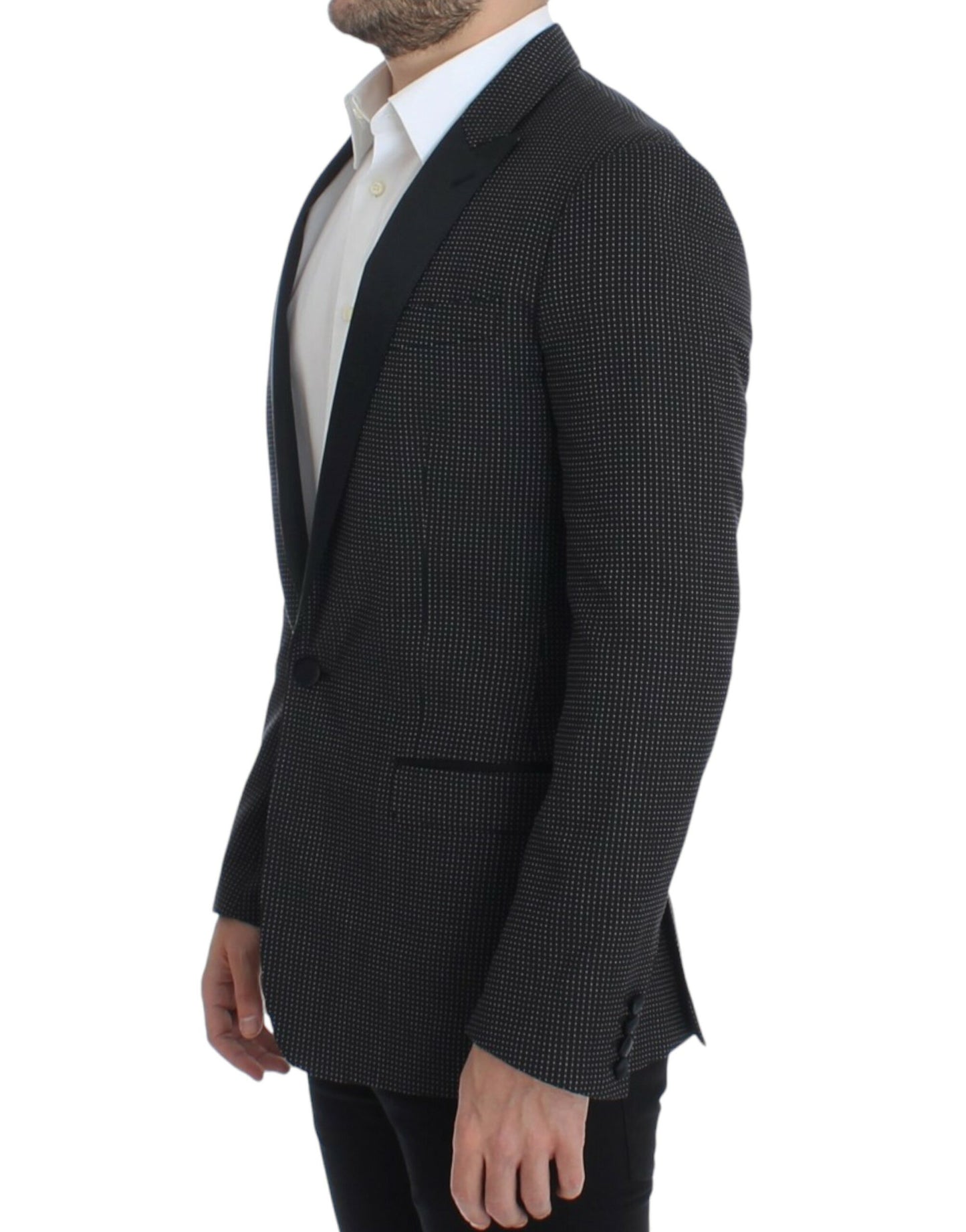 Dolce & Gabbana Elegant Black Polka Dotted Slim Fit Blazer Dolce & Gabbana