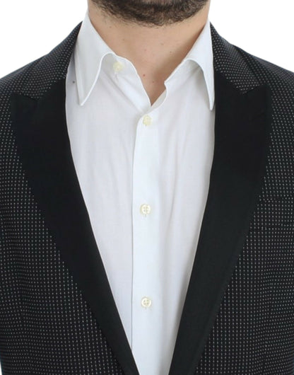 Dolce & Gabbana Elegant Black Polka Dotted Slim Fit Blazer Dolce & Gabbana