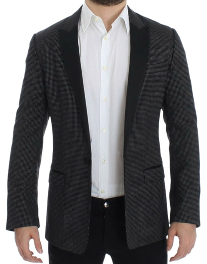 Dolce & Gabbana Elegant Black Polka Dotted Slim Fit Blazer Dolce & Gabbana