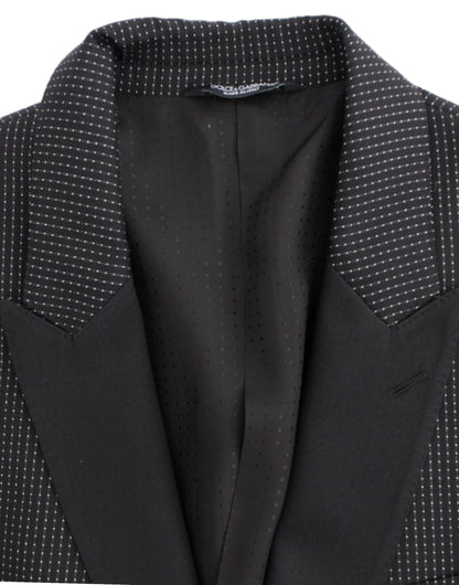 Dolce & Gabbana Elegant Black Polka Dotted Slim Fit Blazer Dolce & Gabbana