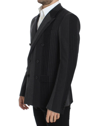 Dolce & Gabbana Elegant Gray Striped Wool Slim Blazer Dolce & Gabbana