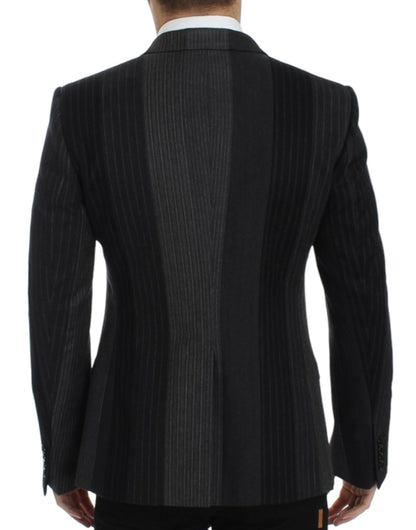 Dolce & Gabbana Elegant Gray Striped Wool Slim Blazer Dolce & Gabbana