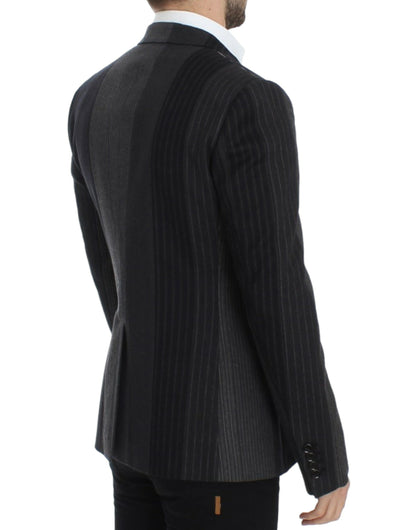 Dolce & Gabbana Elegant Gray Striped Wool Slim Blazer Dolce & Gabbana