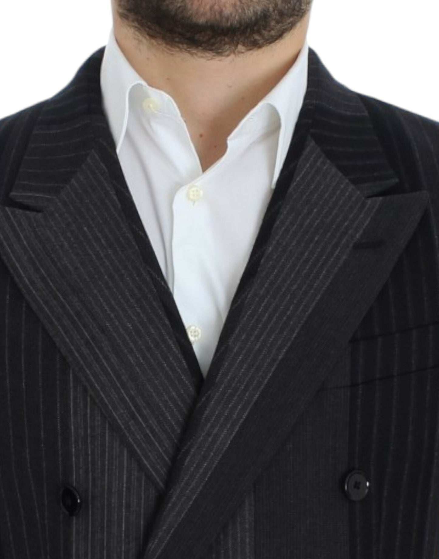 Dolce & Gabbana Elegant Gray Striped Wool Slim Blazer Dolce & Gabbana