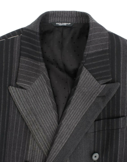 Dolce & Gabbana Elegant Gray Striped Wool Slim Blazer Dolce & Gabbana