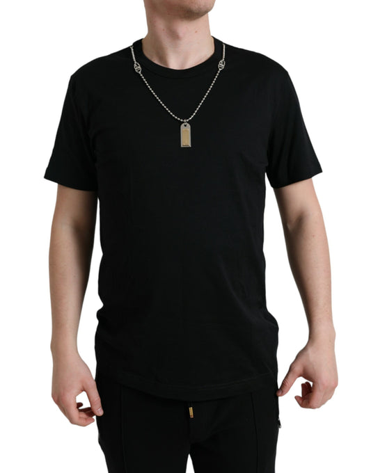 Dolce & Gabbana Sleek Cotton Round Neck T-Shirt with Chain Detail Dolce & Gabbana