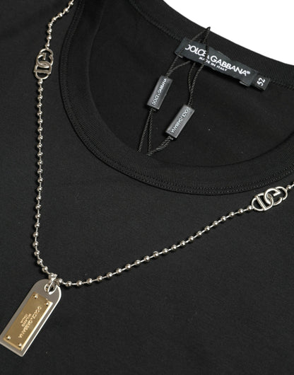 Dolce & Gabbana Sleek Cotton Round Neck T-Shirt with Chain Detail Dolce & Gabbana