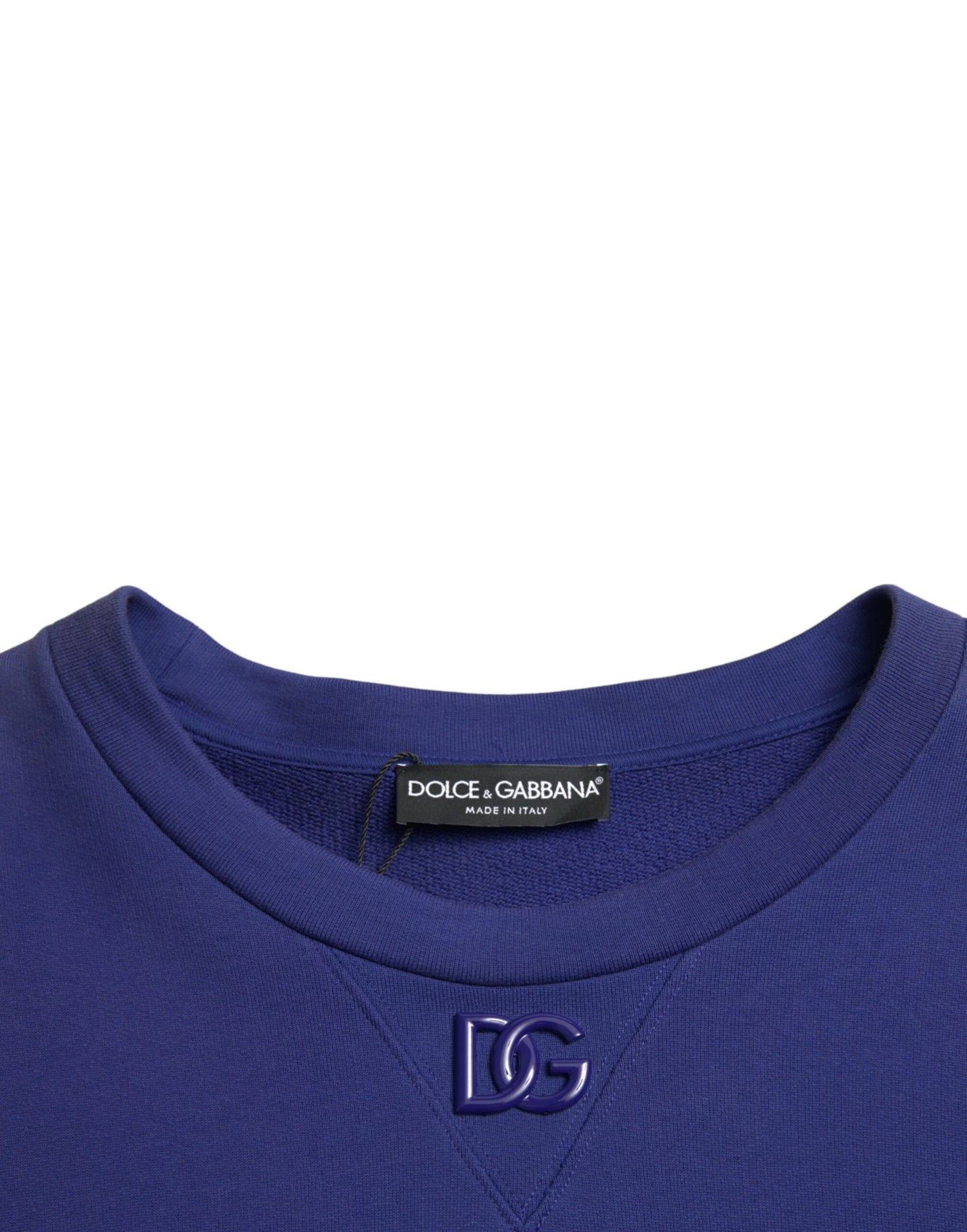 Dolce & Gabbana Royal Blue Cotton Crewneck Sweater Dolce & Gabbana